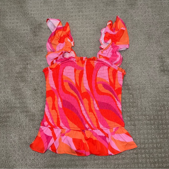 TCEC Smoked Ruffled Multi Colored Tank Top Size Small - Picture 2 of 7